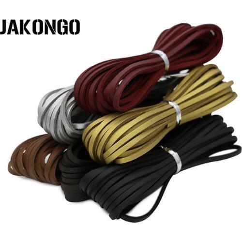 JAKONGO 5m Flat Faux Suede Korean Velvet Leather Cord DIY Rope Thread for Jewelry Making Decorative Handicrafts Accessories 3mm