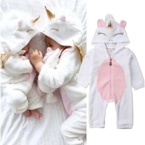 Brand Cute Newborn Baby Boys Girls Rabbit Ear Cotton Romper Outfits Clothes Winter Warm Long Sleeve Jumpsuit