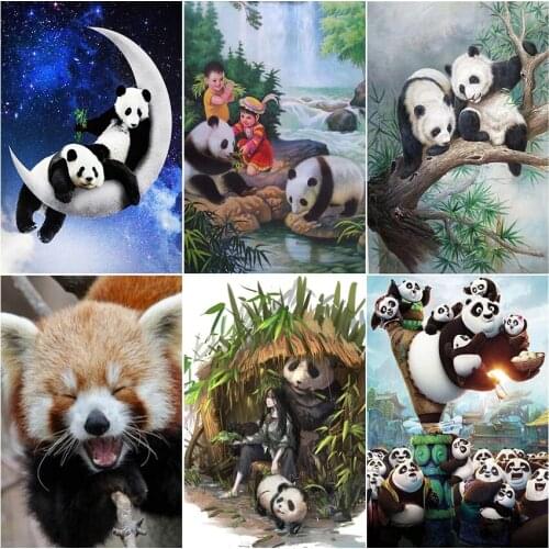 Full square Home Decor Gift Cuadros 5D diamond painting 5D Cross stitch set haft diamentowy colour Mosaic animal Panda landscape