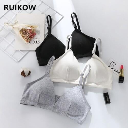 Hot Sale Summer Triangle Cup Girls Sports Bras Pure Cotton Soft Breast Tube Tops Without Bones Adjusted Strap Womens Corset