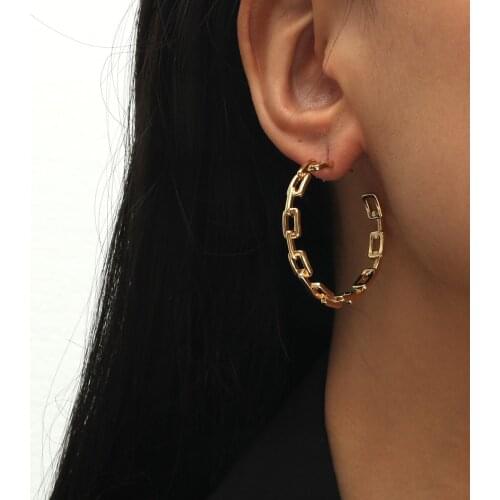 MANGOSKY 925 Silver Link Chain Style Earrings 925 Silver Auricular Needle 1 Pair For Women