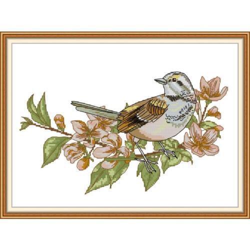 Branch Bird Cross Stitch Kits Pattern Counted 14CT 11CT Cross Stitch Printed Handmade Canvas Fabric Embroidery Needlework Sets