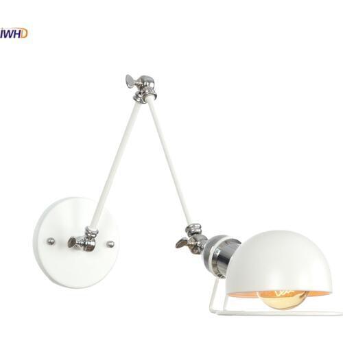 IWHD 2 White Arm Retro Wall Lights For Home Bedroom Mirror Stair Light Loft Decor Industrial Vintage Wall Lamp Socnce LED