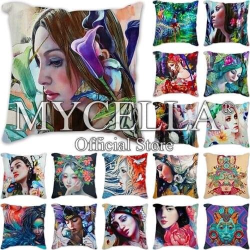Cartoon pretty girl Series Pillow Cushion Covers Pillowcase Cushions Sofa Polyester Pillowcover Home Decorative Cushion Cover
