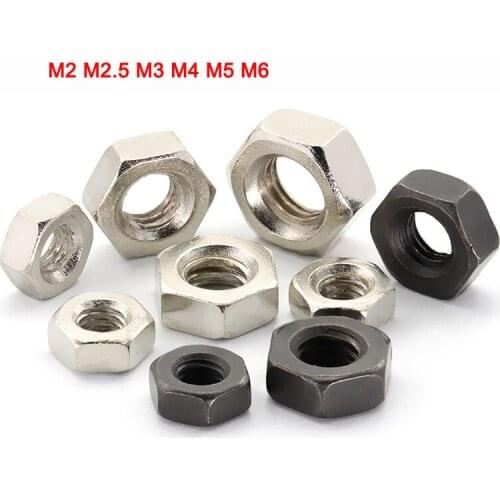 Nickel Plated/Black Nickel Plated Carbon Steel Hex Nuts Hexagon Lock Nuts Metric M2 M2.5 M3 M4 M5 M6