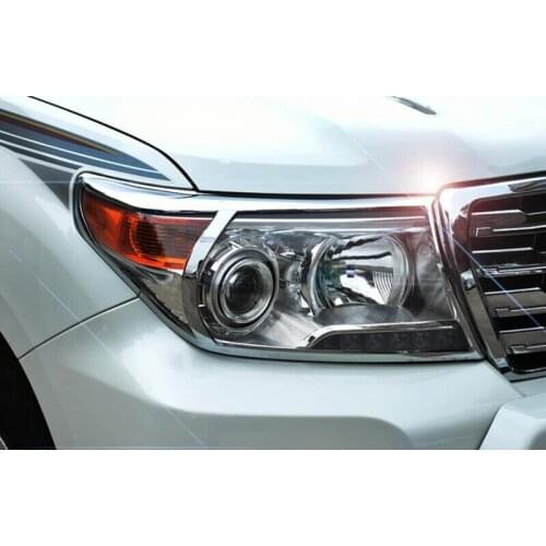 New!! For Toyota Land Cruiser LC200 2012 - 2015 ABS Chrome Front Head Light Lamp Covers Trim 2pcs