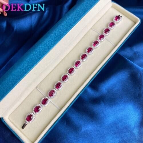 OEKDFN 100% 925 Sterling Silver Bracelet For Women Luxury Full Cuby Gemstone Wedding Fine Jewelry Anniversary Bracelets Gift