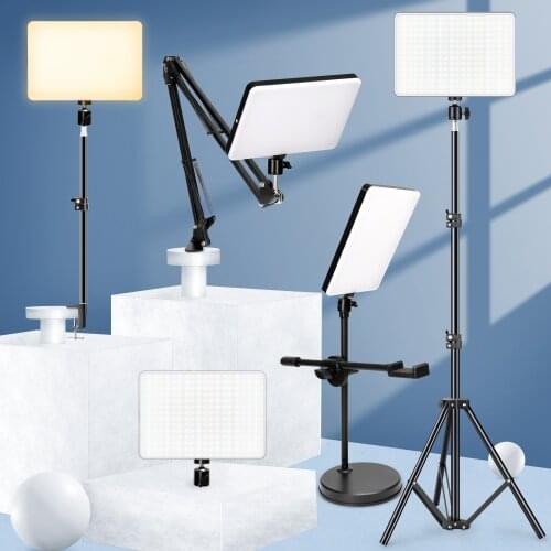 10inch LED Video Light Panel Kit EU Plug 3200K-6000K Photography Lighting With Tripod Arm Stand For Live Stream Video Photo Lamp