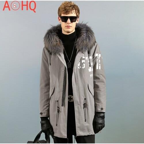 Parka Winter Jacket Men 2021 Warm Mens Raccoon Fur Collar Jackets 100% Rabbit Fur Coat Hooded Clothes Chaquetas LXR985