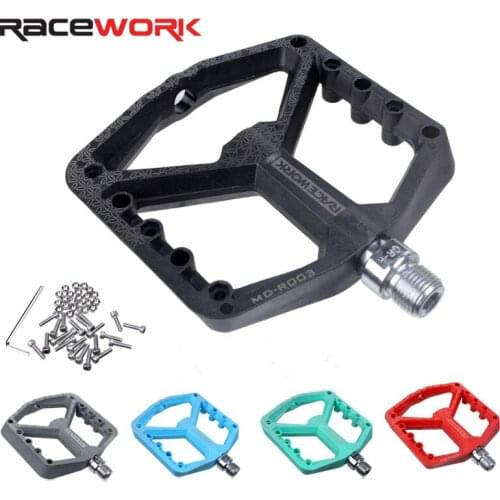 RACEWORK Bicycle Pedals Mtb Contact Cleats Footboards Spikes Flat Platform Footrest Mountain Bike Nylon Pedalen Cycling FootHold