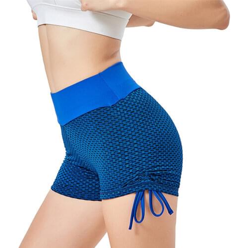 Peach Hip Lifting Short Pants Women High Waist Elastic Shorts Tights Drawstring Fitness Yoga Sports