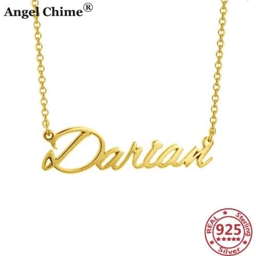 Angel Chime DIY Name Necklace Pendant 925 Sterling Silver Personalized Letter Necklace Silver 925 Name Jewelry Mom Gift Necklace
