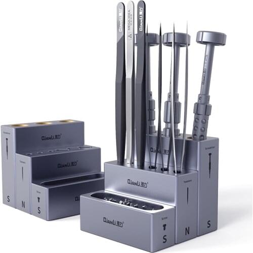 4pcs/Set Qianli iCube Storage Box High Quality Aluminum Alloy Phone Repair Tweezers Screwdriver Screw Parts Organizer