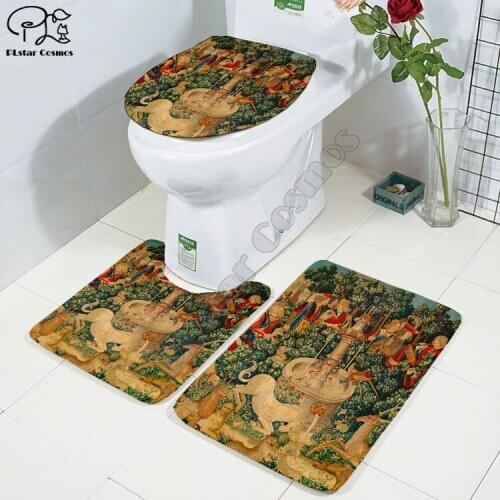 Religion Art Painting 3D printed Bathroom Pedestal Rug Lid Toilet Cover Bath Mat Set drop shipping style-1