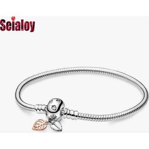 Seialoy New Fallen Leaves Chain Buckle Snake Bone Bracelets Fit Original Beaded Bracelet For Women Boy Girl Child Charm Bangle