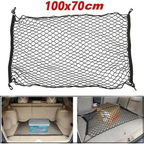 Car Luggage Net Trunk Interior Rear Cargo Organizer Storage Elastic Mesh Bag Luggage Net With 4 buttonholesand 4 hooks