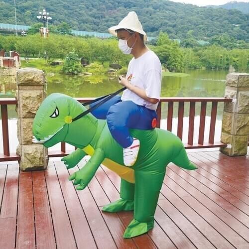 Mascot Dinosaur Cosplay Costume Ride on T-Rex Inflatable Costumes Halloween Adult Cartoon Dino Jumpsuit Blow up Performance Suit