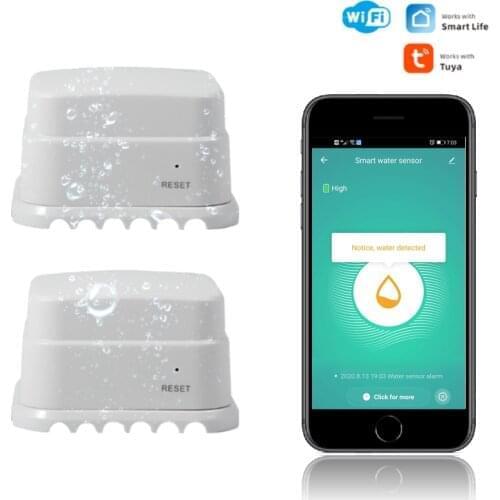 Tuya Smart Home Tank Automatic WiFi Water Leak Sensor for Sinks, Wireless Flood Sensor for House Security Overflow and Valuables