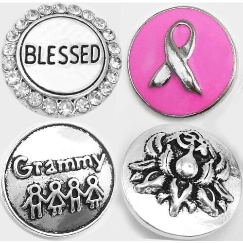 XH7771 BLESSED GRAMMY Ribbon YOGA Metal Snap Button For Bracelet (fit 18mm 20mm Snap)
