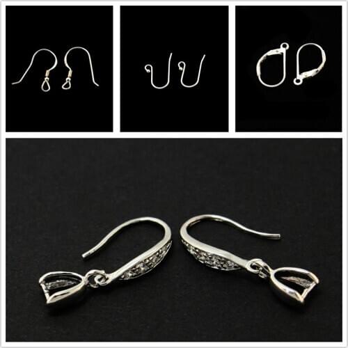 1 pair 925 Sterling Silver Ear Wires Clasp Earring Hooks for Jewelry Making DIY Handmade Tassle Crystal Earrings Accessories