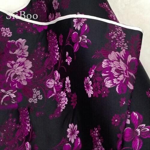 Pastoral style black with luxury purple floral jacquard brocade fabric for clothing DIY jacquard tissue tecidos stoffen SP4825