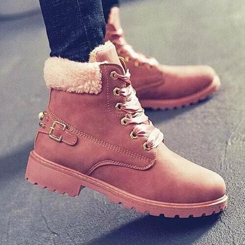 Women boots 2021 hot fashion lace-up snow boots women shoes female warm plus velvet winter ankle boots ladies shoes