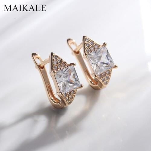 MAIKALE Hypoallergenic Multi-color Cubic Zirconia Stud Earrings Gold Needle Square CZ Earrings for Women Jewelry Gifts