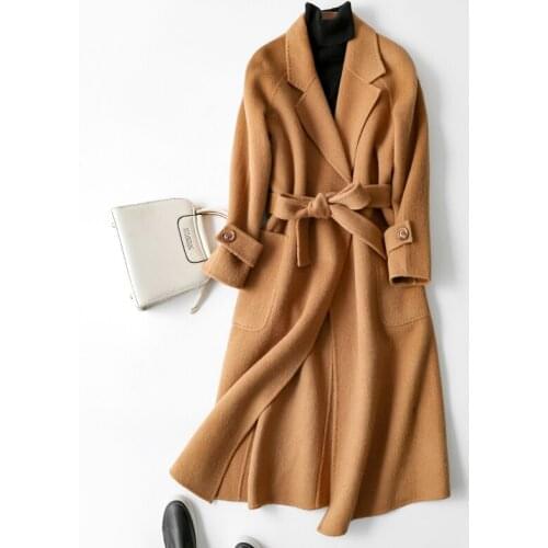 Winter 2020 Coat Women Real Wool Coat Female Alpaca Jacket Double Side Woolen Coats Korean Long Jacket Manteau Femme MY en s