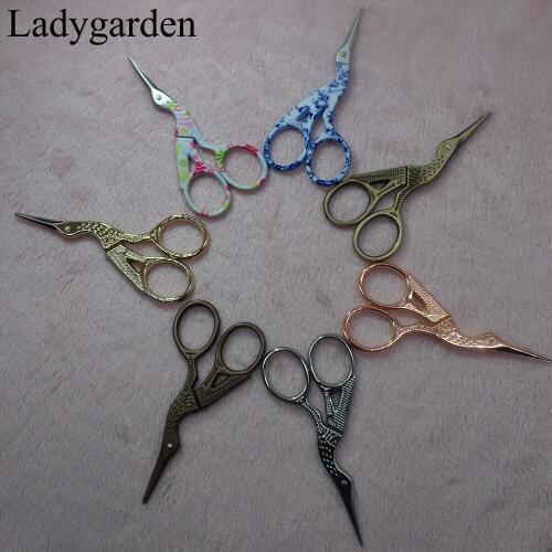 1PC 9CM Vintage Tailor Scissors Alloy Sewing Dressmaking Pinking Shears Denim Fabric Leather Craft Cutter Heron Tailor Scissors