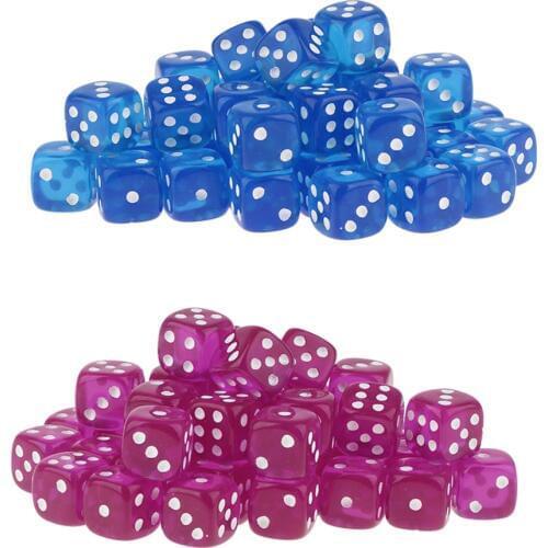 100pcs New Square 12mm Six Sided D6 Opaque Standard Game Dice 12mm Blue & Purple