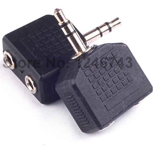 2PCS Male Plug to Dual 3.5mm Stereo Jack Female Socket Splitter
