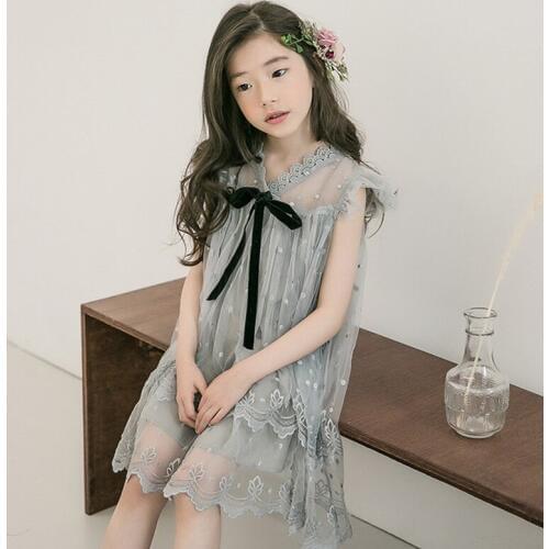 2019 Summer Girls Princess Dress Fashion Childrens Clothes Kids Mesh Lace Party Holiday Girls Dresses RT387