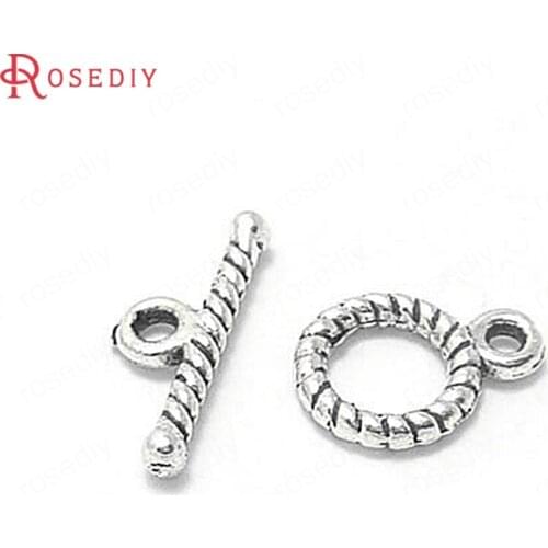 4354)30Sets Circle 8MM Antique Style Zinc Alloy Twist Circle O Toggle Clasps Bracelets Clasps Jewelry Findings Accessories