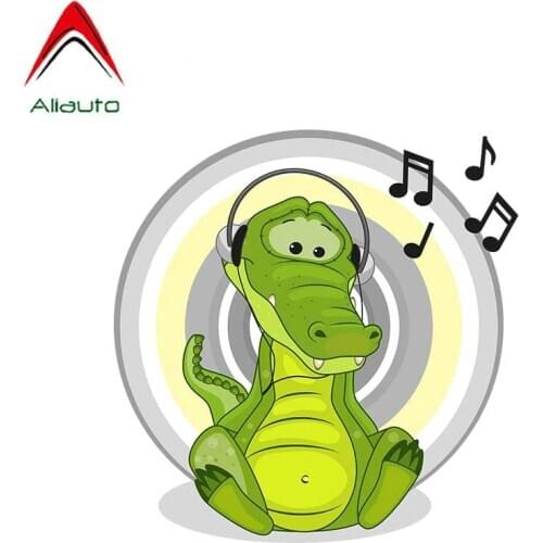 Aliauto Cartoon Car Stickers Green Alligator Exquisite 3D Waterproof Decal PVC for Windows Wall Car Body Trunk,15cm*15cm