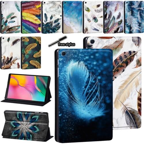 Feather Pattern Leather Stand Tablet Cover Case for Samsung Galaxy Tab A 8.0"/9.7"/10.1"/10.5"/Tab E/S5e 10.5"/Tab S6 lite 10.4"