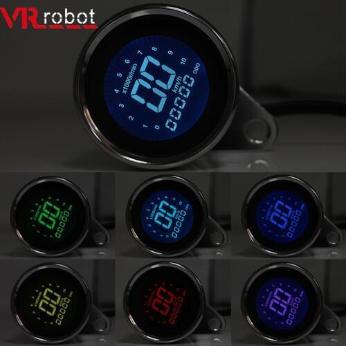 VR robot 3 IN 1 Digital Motorcycle Speedometer Odometer Techometer 12V Universal Retro Meter Indicator 7 Colors LED Blacklight