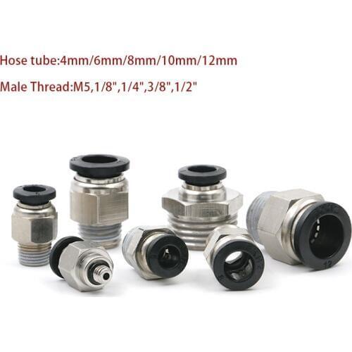5 pcs Pneumatic Fitting Hose Tube 1/8'' 1/4'' 1/2'' Male 4 6 8 10 12 14 16mm Connect Air Compressor Parts Pipe Coupling Brass