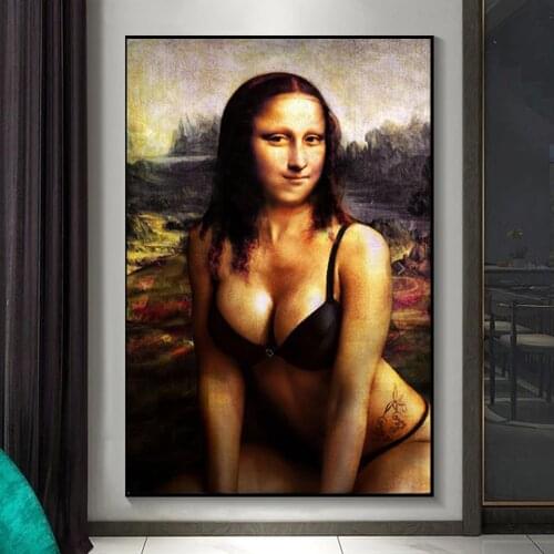 Funny Mona Lisa Figure Canvas Paintings Posters And Prints Wall Art Sexy Body Pictures For Living Room Home Wall Decor No Frame