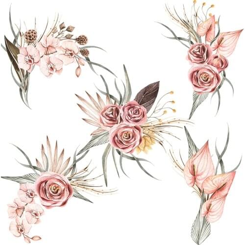 Three RatelsQCF19 European classical rose Classic bouquet wall stickers for girls laptop gift decals