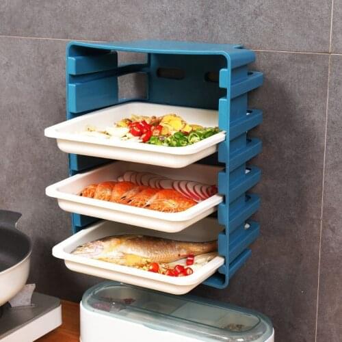 Creative Wall-Mounted Side Dishes Tableware Storage Tray Multi-Layer Drawer-Type Dishes Kitchen Organizer Stackable Plate