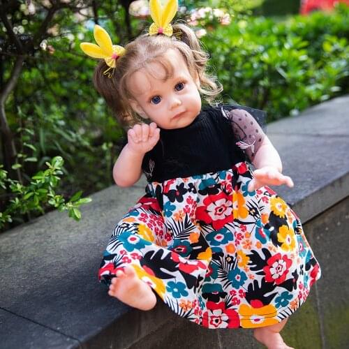 Fashion 22" Soft Body Girl Baby Doll with Curls Hair Lifelike Soft Touch Educational Baby Gift Dolls for Girls