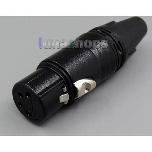 LN005269 Black 4pins XLR Female Plug Microphone Connector Adapter For DIY Earphone cable