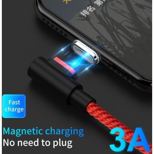 90 Degree Magnetic Type C Mirco USB PD 1M Cable 3A Fast Charging for Samsung Huawei Xiaomi L-Line Type-C Magnet Charger