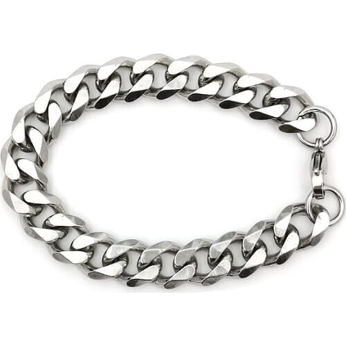 Fashion single woven buckle six-sided polished titanium steel stainless steel bracelet hip hop simple wild punk bracelet hot