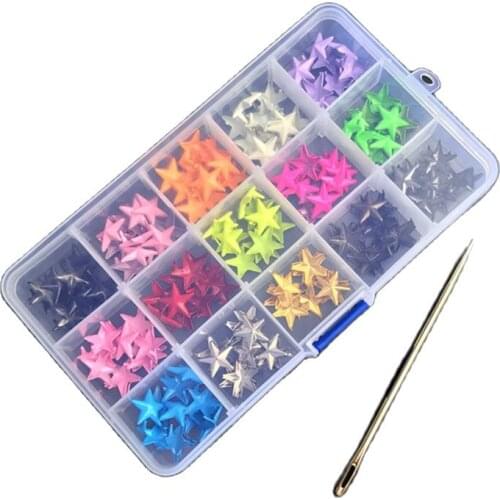 Kit Box Pack Colorful Star Garment Bracelet Rivets Nailhead Claws Stud For Hat Bag Shoe Jeans Leather Craft Clothes Accessories