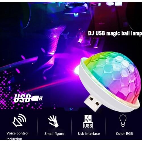 Led Small Crystal Magic Ball Stage Lamp USB Mini Disco Light DJ Disco Lamp Home Club Party Mobile Phone Music Sensor