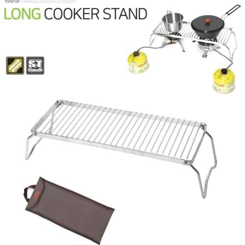 The new outdoor camping lengthened stainless steel burner rack folding portable pot rack shelf bracket drain rack barbecue rack