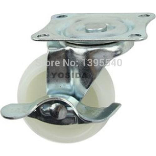New 2''Durable Nylon Rubber Wheel of Industry Plate Castors Furniture Rolling Universal Wheel With Brake Computer Chair Castor