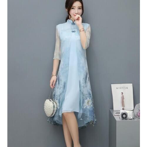 New Chinese style Cheongsam dress Leisure Vietnam womens dress