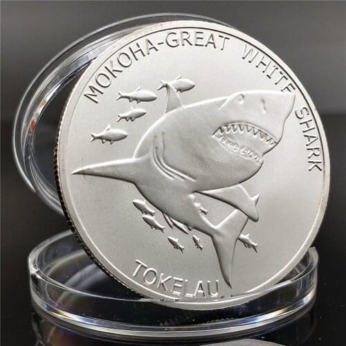 Spot Animal Coin Shark Commemorative Coin Commemorative Medal Silver Coin British Queens Head Crafts Collectibles